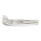 Sterling Silver Polished Cubic Zirconi Wedding Ring Set