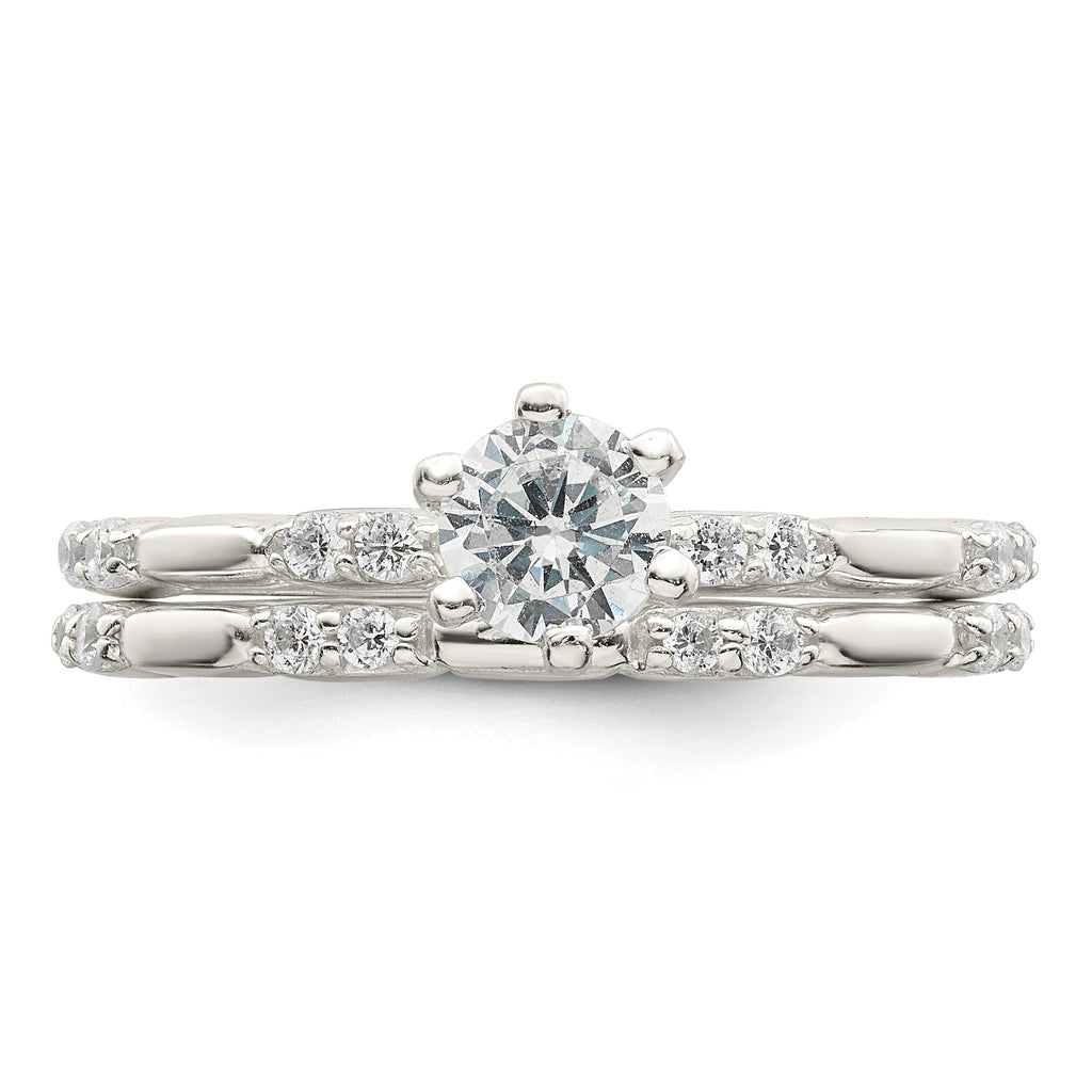Cubic Zirconia Engagement Ring Set in Sterling Silver, Size 6–8 - Sophia Jewelers