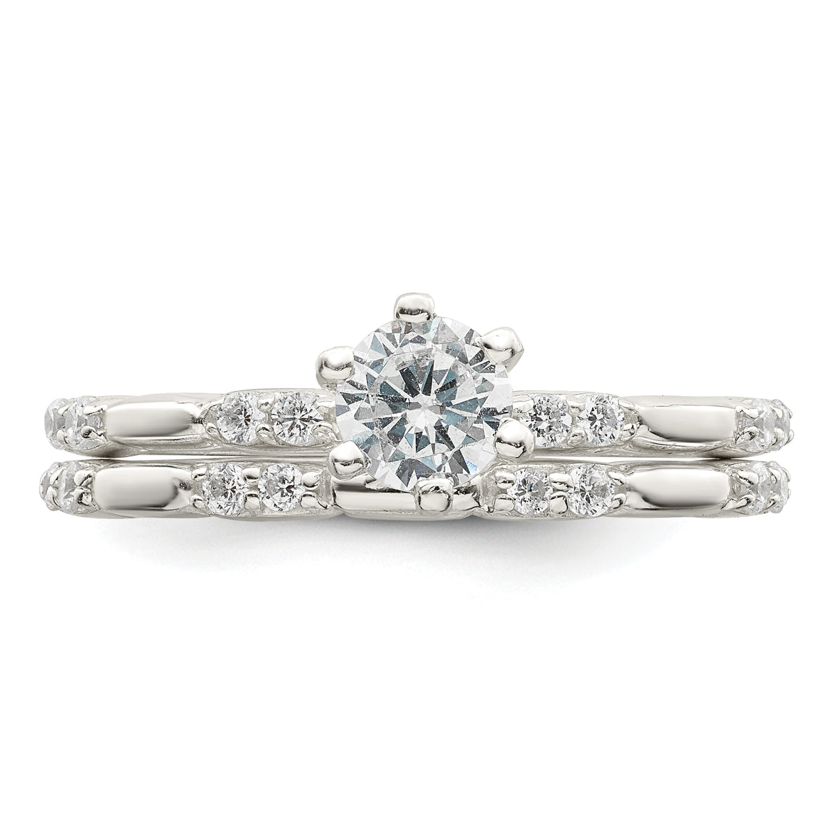 Cubic Zirconia Engagement Ring Set in Sterling Silver, Size 6–8 - Sophia Jewelers