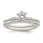 Cubic Zirconia Engagement Ring Set in Sterling Silver, Size 6–8 - Sophia Jewelers