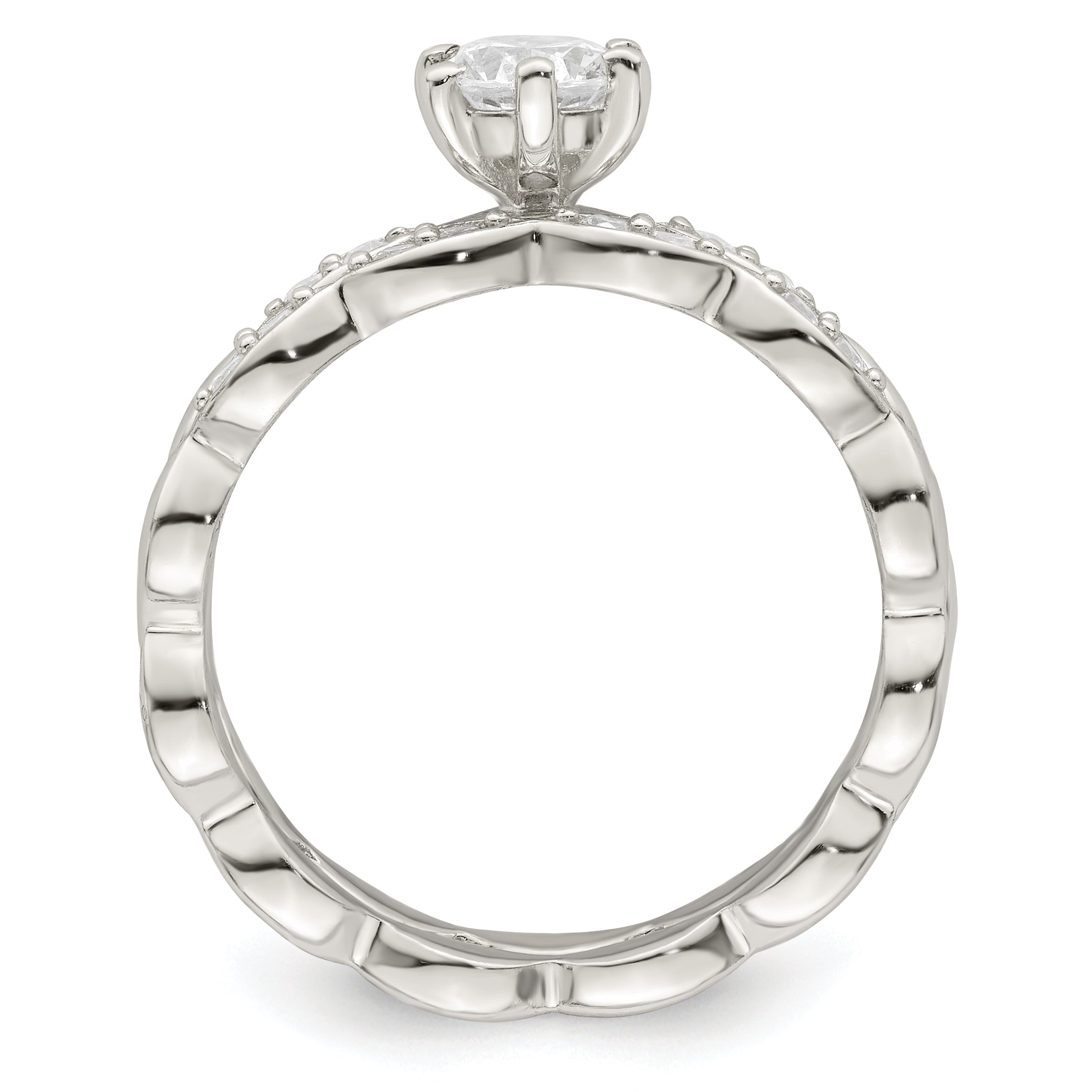 Sterling Silver Polished CZ Wedding Ring Set Secondary image