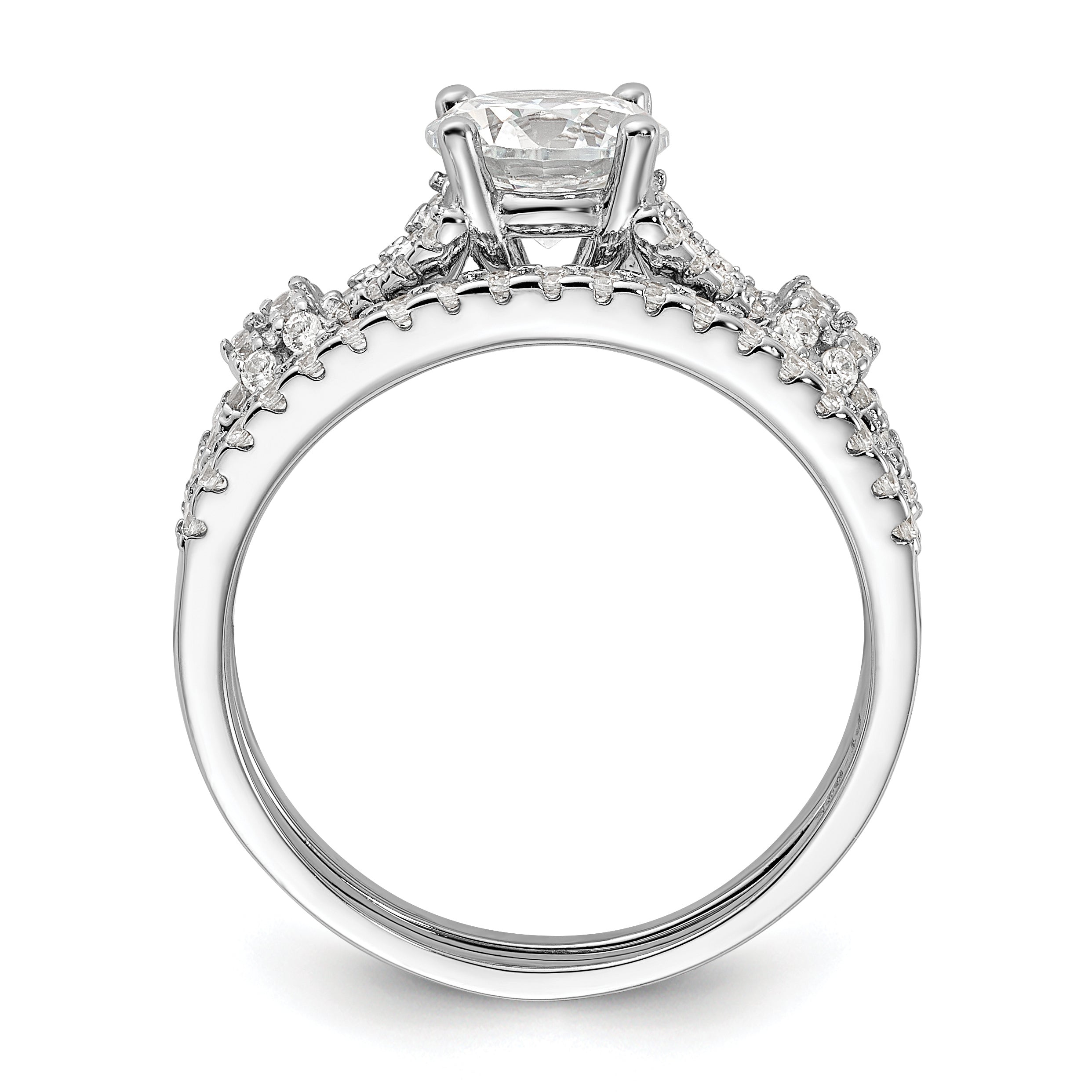 Sterling Silver Rhodium-plated Polished CZ Engagement and Band Set Secondary image