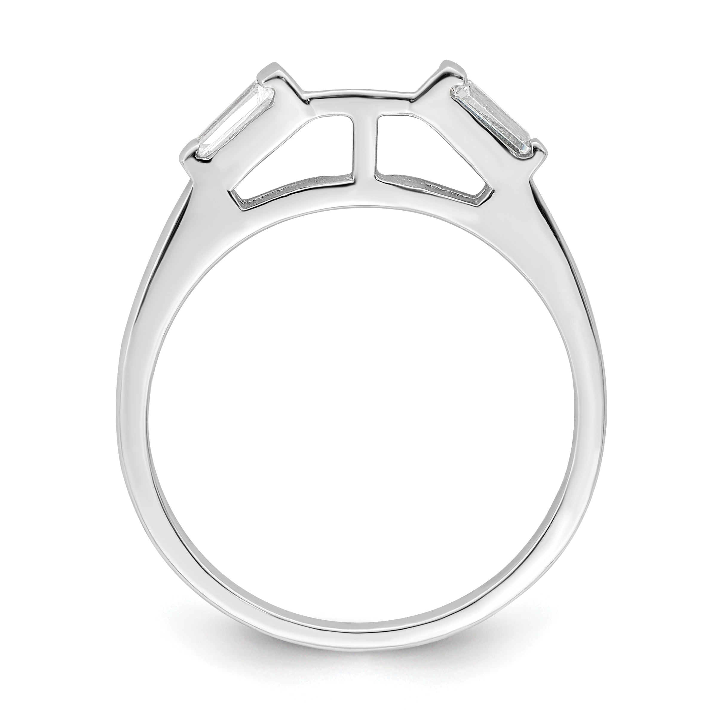 Sterling Silver Rhodium-plated CZ Two Piece Wedding Set Rings Secondary image