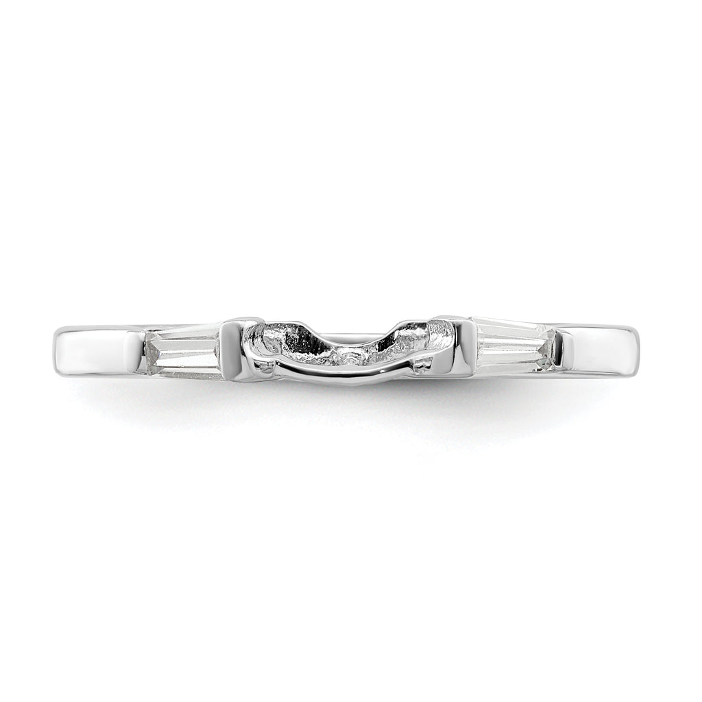 Sterling Silver Rhodium-plated CZ Two Piece Wedding Set Rings