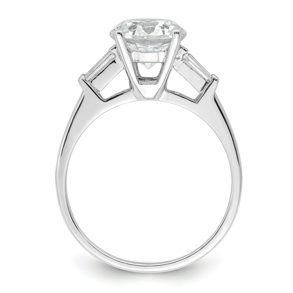 Sterling Silver Rhodium-plated CZ Two Piece Wedding Set Rings