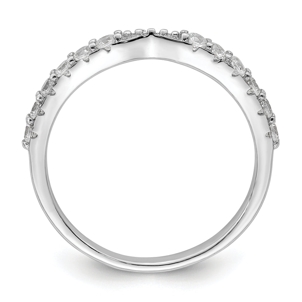 Sterling Silver Polished Rhodium-Plated Cubic Zirconi Trio 3 Ring Set