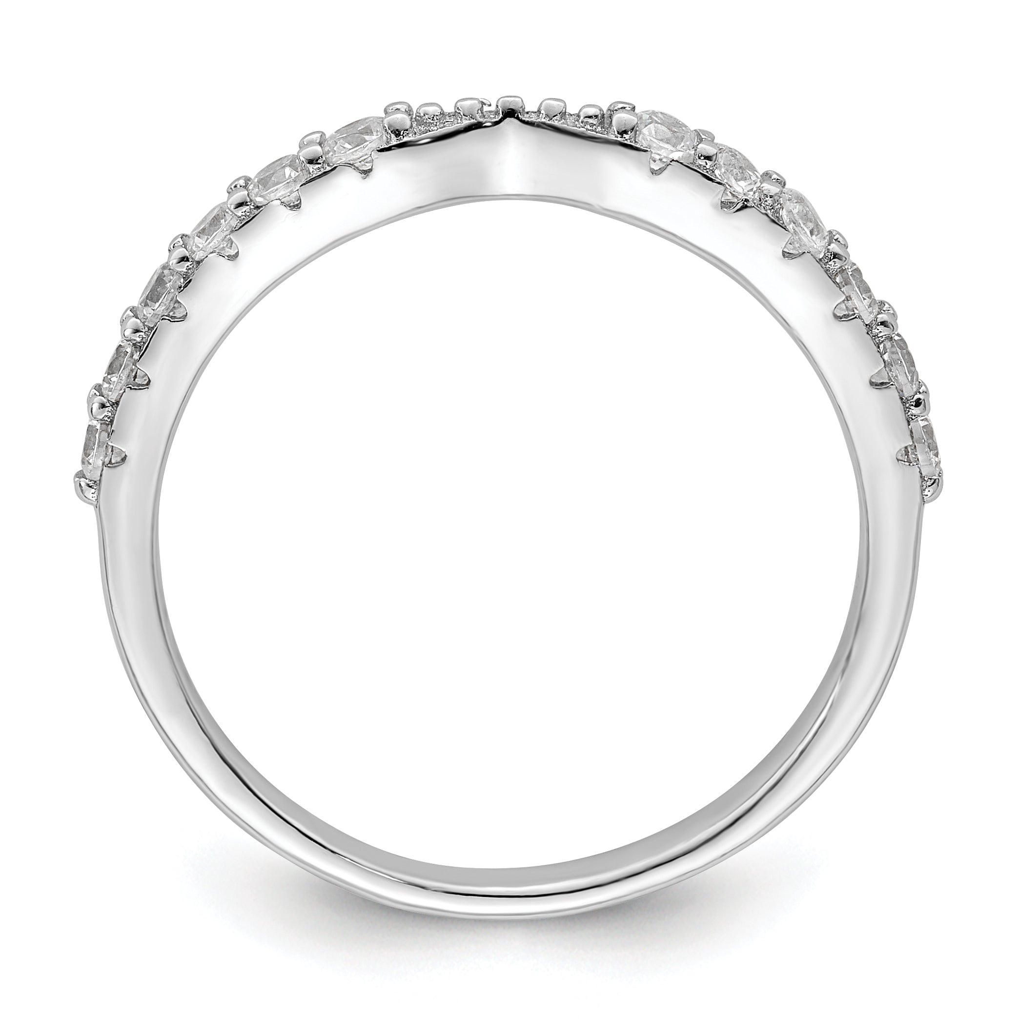 Sterling Silver Polished Rhodium-Plated Cubic Zirconi Trio 3 Ring Set