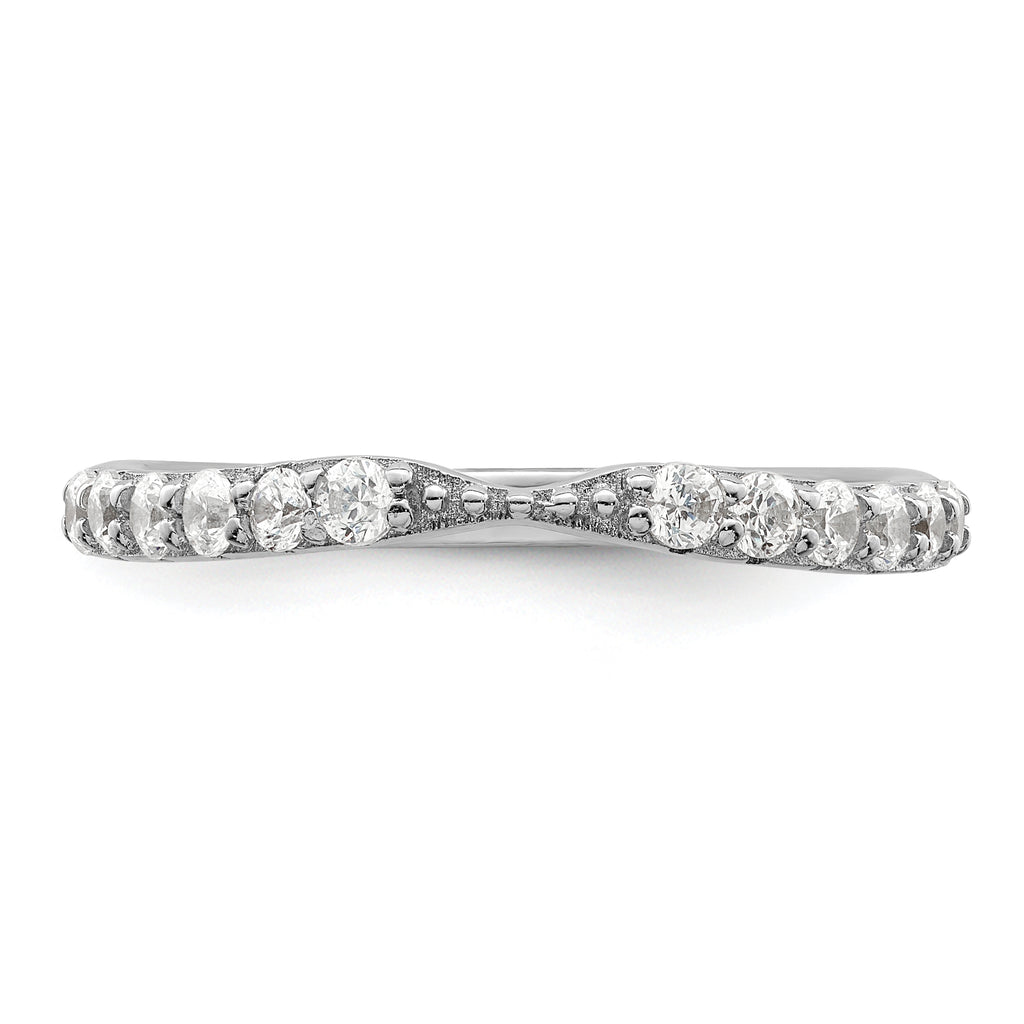 Sterling Silver Polished Rhodium-Plated Cubic Zirconi Trio 3 Ring Set