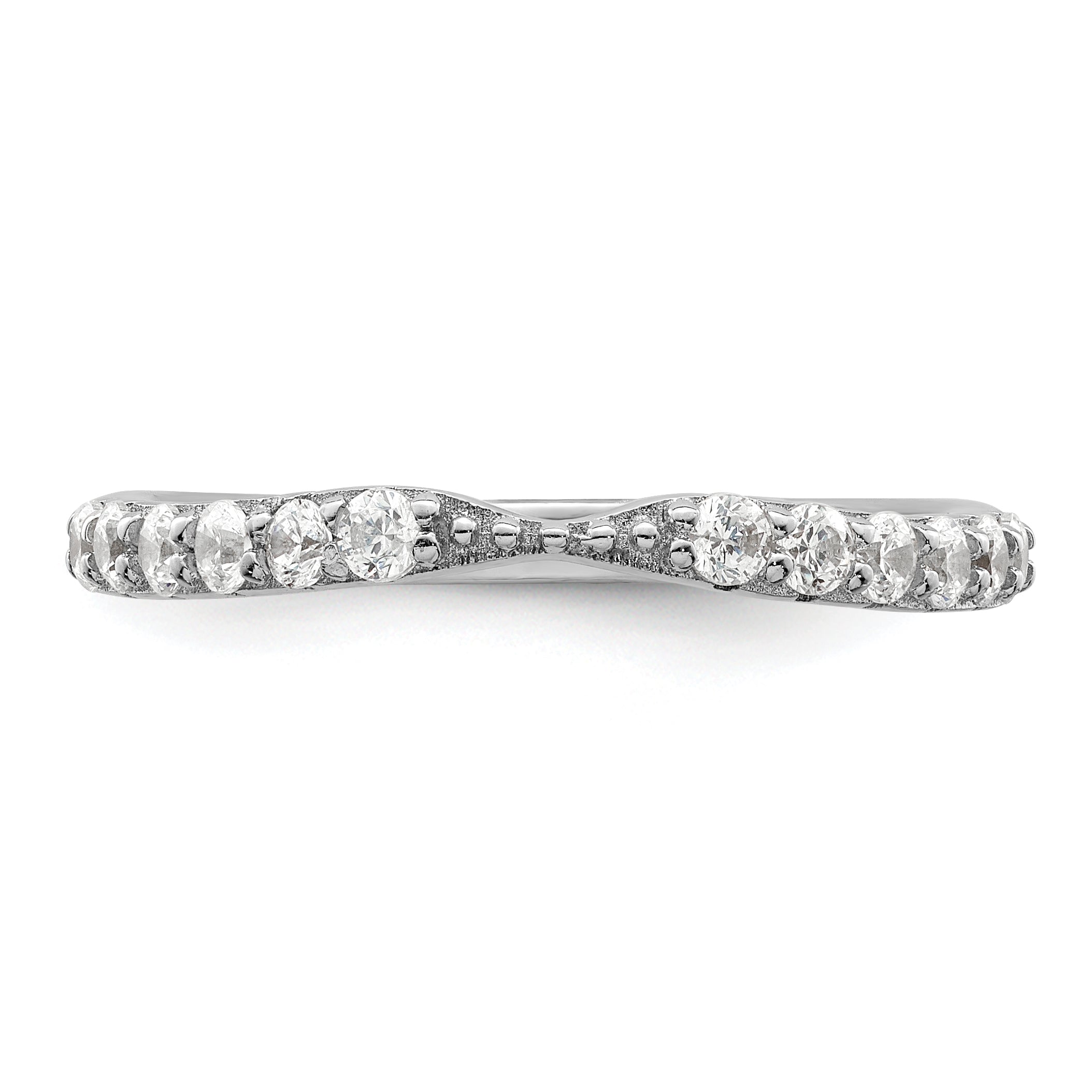Sterling Silver Polished Rhodium-Plated Cubic Zirconi Trio 3 Ring Set