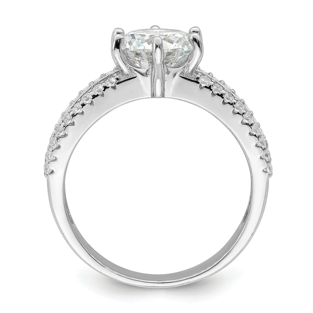 Sterling Silver Polished Rhodium-Plated Cubic Zirconi Trio 3 Ring Set