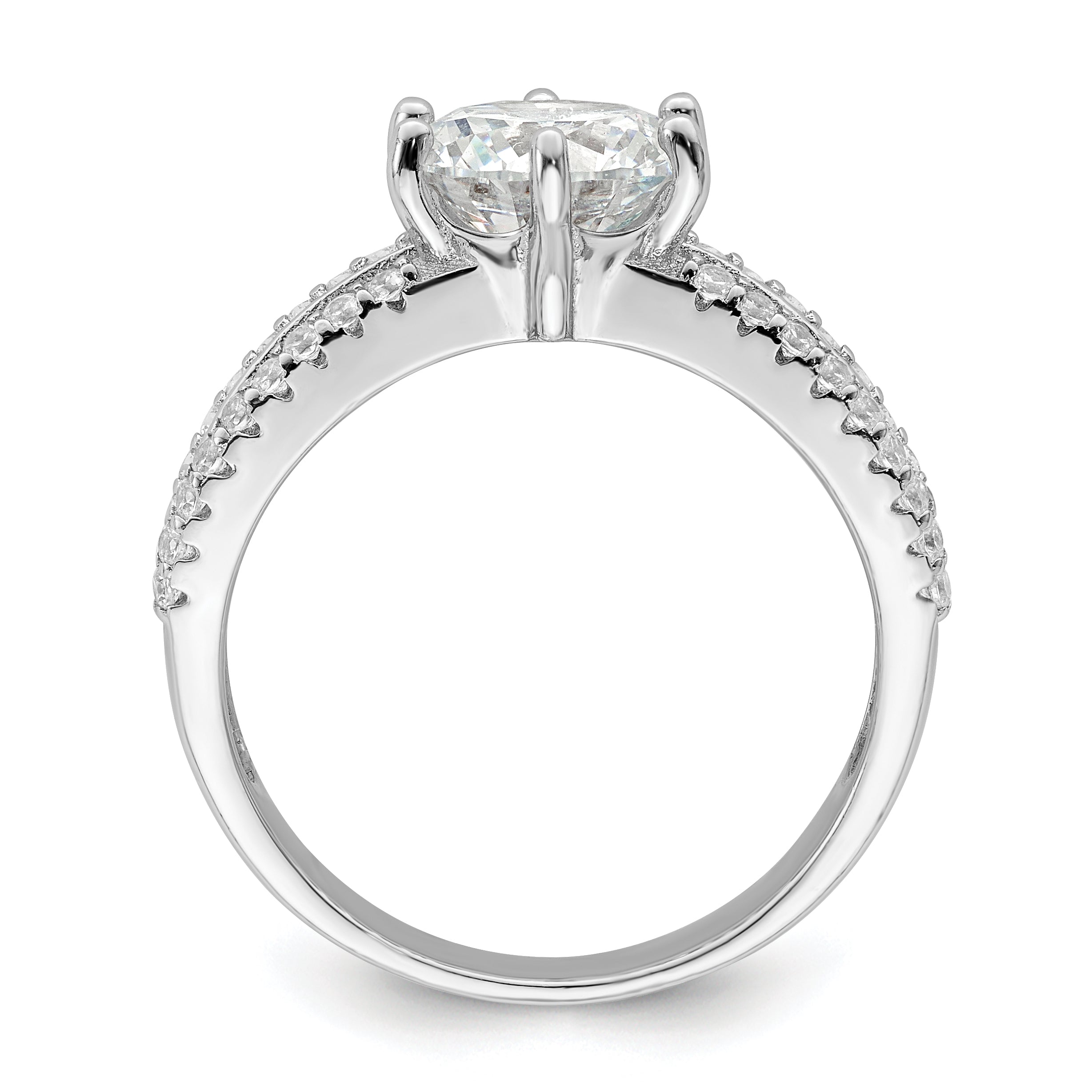 Sterling Silver Polished Rhodium-Plated Cubic Zirconi Trio 3 Ring Set