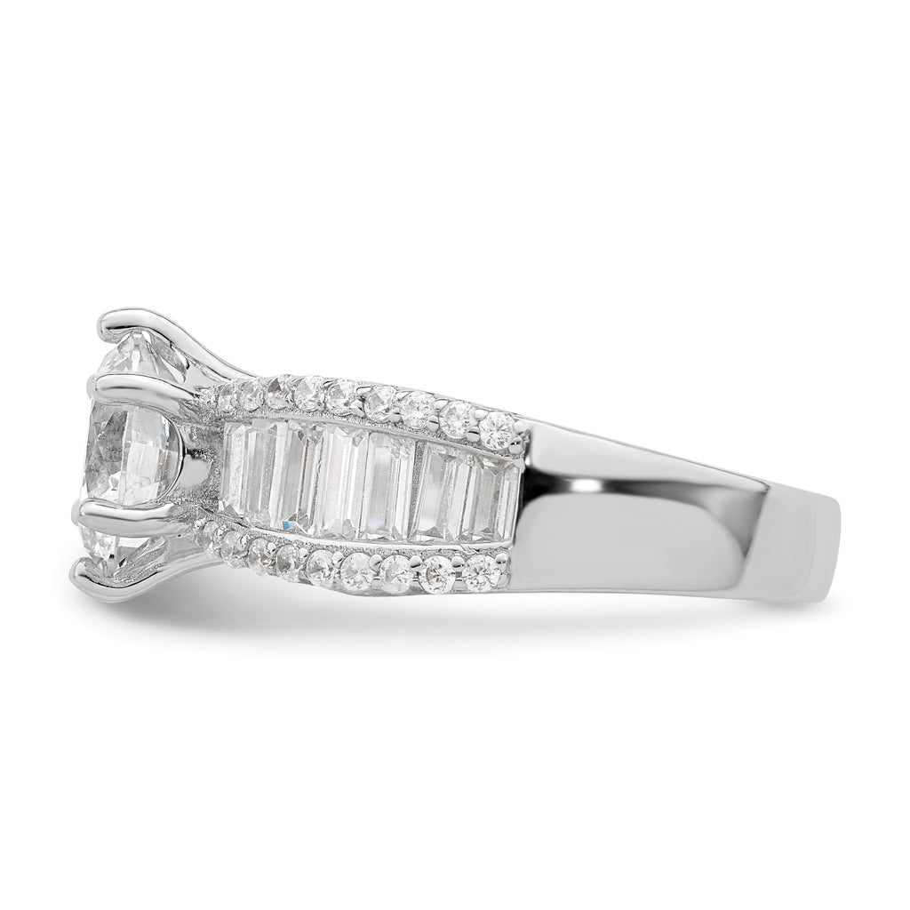 Sterling Silver Polished Rhodium-Plated Cubic Zirconi Trio 3 Ring Set