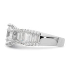Sterling Silver Polished Rhodium-Plated Cubic Zirconi Trio 3 Ring Set
