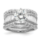 Sterling Silver Polished Rhodium-Plated Cubic Zirconi Trio 3 Ring Set