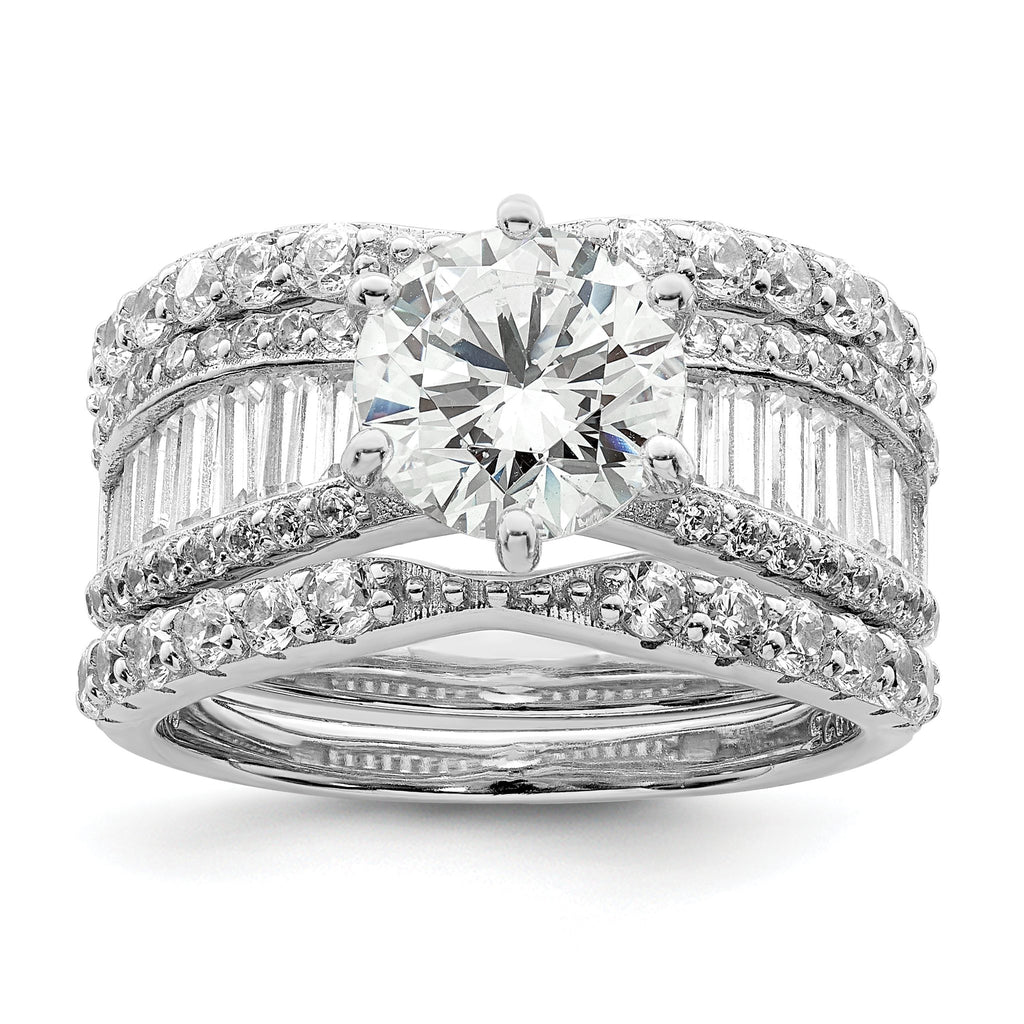 Cubic Zirconia Trio Ring Set in Sterling Silver, Size 8 - Sophia Jewelers