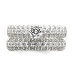 Sterling Silver Polished Pave CZ Wedding Ring Set