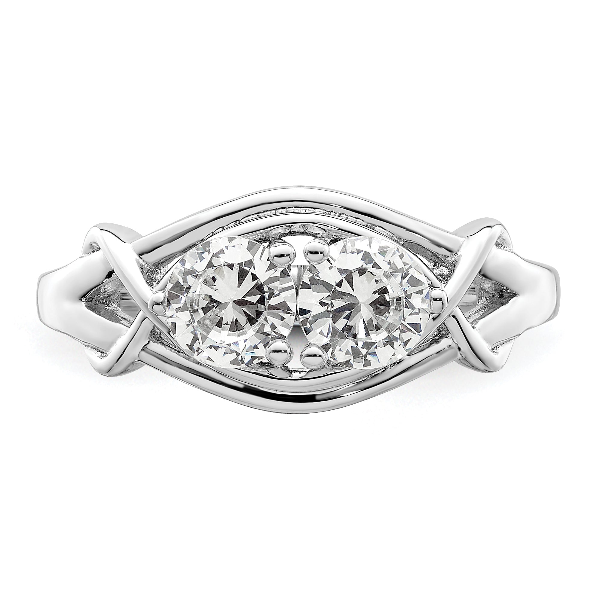 Sterling Silver Rhodium-plated CZ Ring