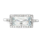 Sterling Silver Rhodium-plated Rectangular Shaped Halo CZ Ring