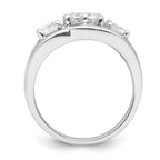 Sterling Silver Rhodium-Plated Three Stone Twist Cubic Zirconi Ring