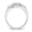 Sterling Silver Rhodium-Plated Three Stone Twist Cubic Zirconi Ring