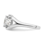 Sterling Silver Rhodium-Plated Three Stone Twist Cubic Zirconi Ring