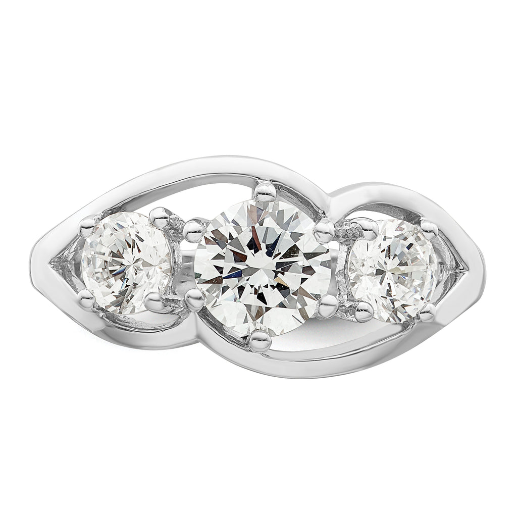 Sterling Silver Rhodium-Plated Three Stone Twist Cubic Zirconi Ring