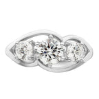 Sterling Silver Rhodium-Plated Three Stone Twist Cubic Zirconi Ring