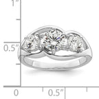 Sterling Silver Rhodium-Plated Three Stone Twist Cubic Zirconi Ring