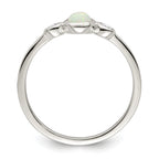 Sterling Silver Polished Cubic Zirconi and White Created Opal Ring
