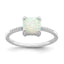Sterling Silver Rhodium-plated Polished Square White Created Opal Ring