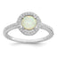 Sterling Silver Rhodium-plated Polished White Created Opal CZ Halo Ring