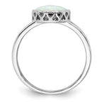 Sterling Silver Rhodium-plated Round White Created Opal Inlay Ring