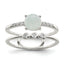 Sterling Silver Polished CZ and Light Blue Quartzite Double Ring