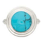 Sterling Silver Polished Round Imitation Turquoise Ring