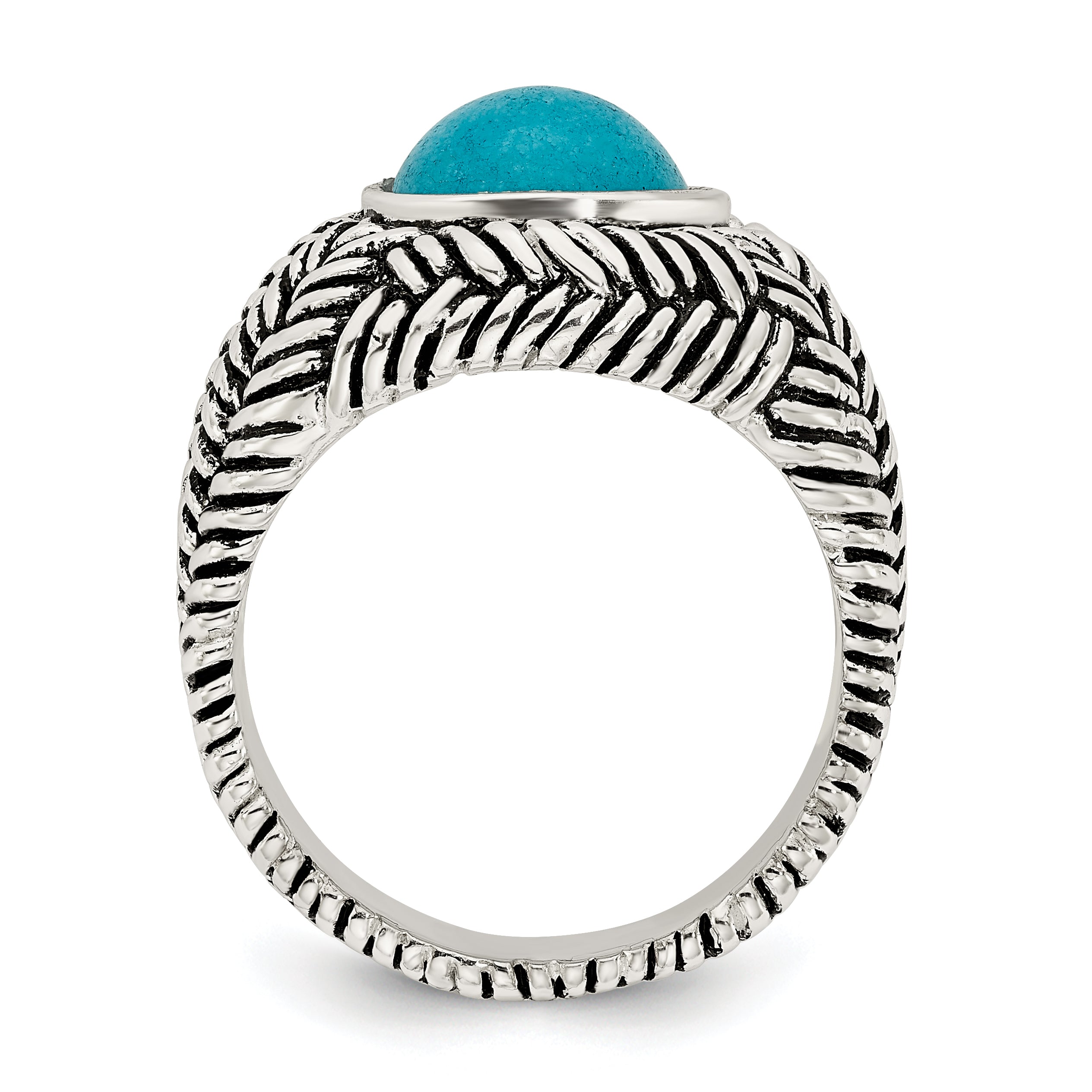 Sterling Silver Oxidized Imitation Turquoise Ring Secondary image