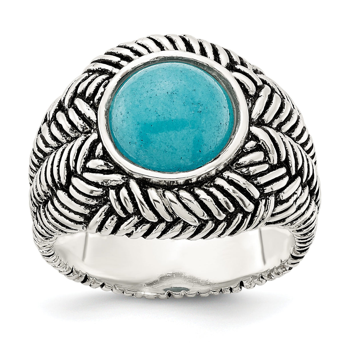 Oxidized Simulated Turquoise Ring in Sterling Silver - Sophia Jewelers Main image