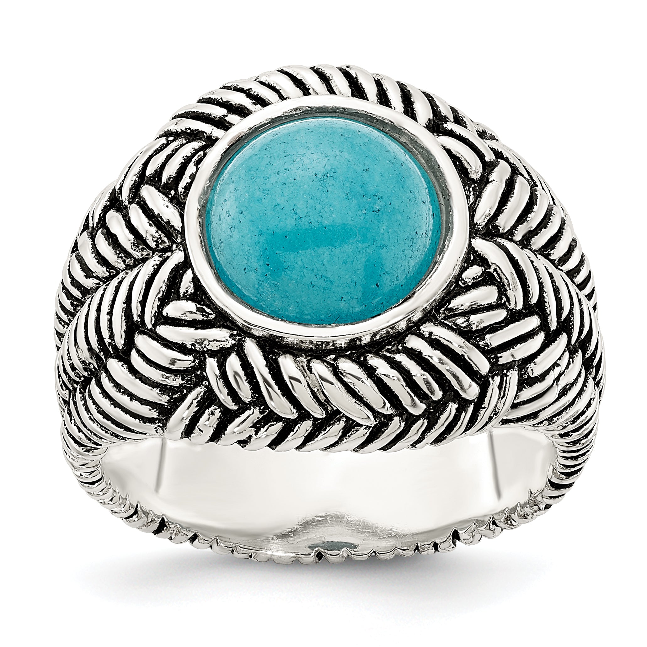 Sterling Silver Oxidized Imitation Turquoise Ring Main image