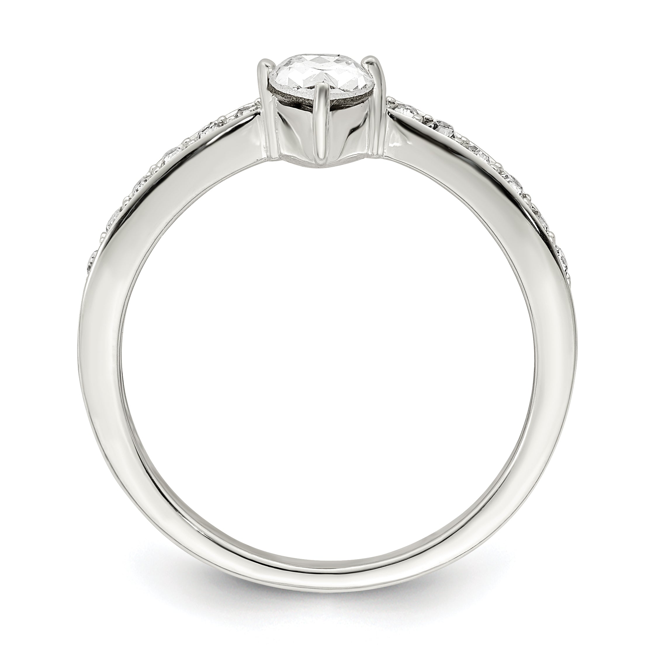 Sterling Silver CZ & Chinese Crystal Teardrop Ring