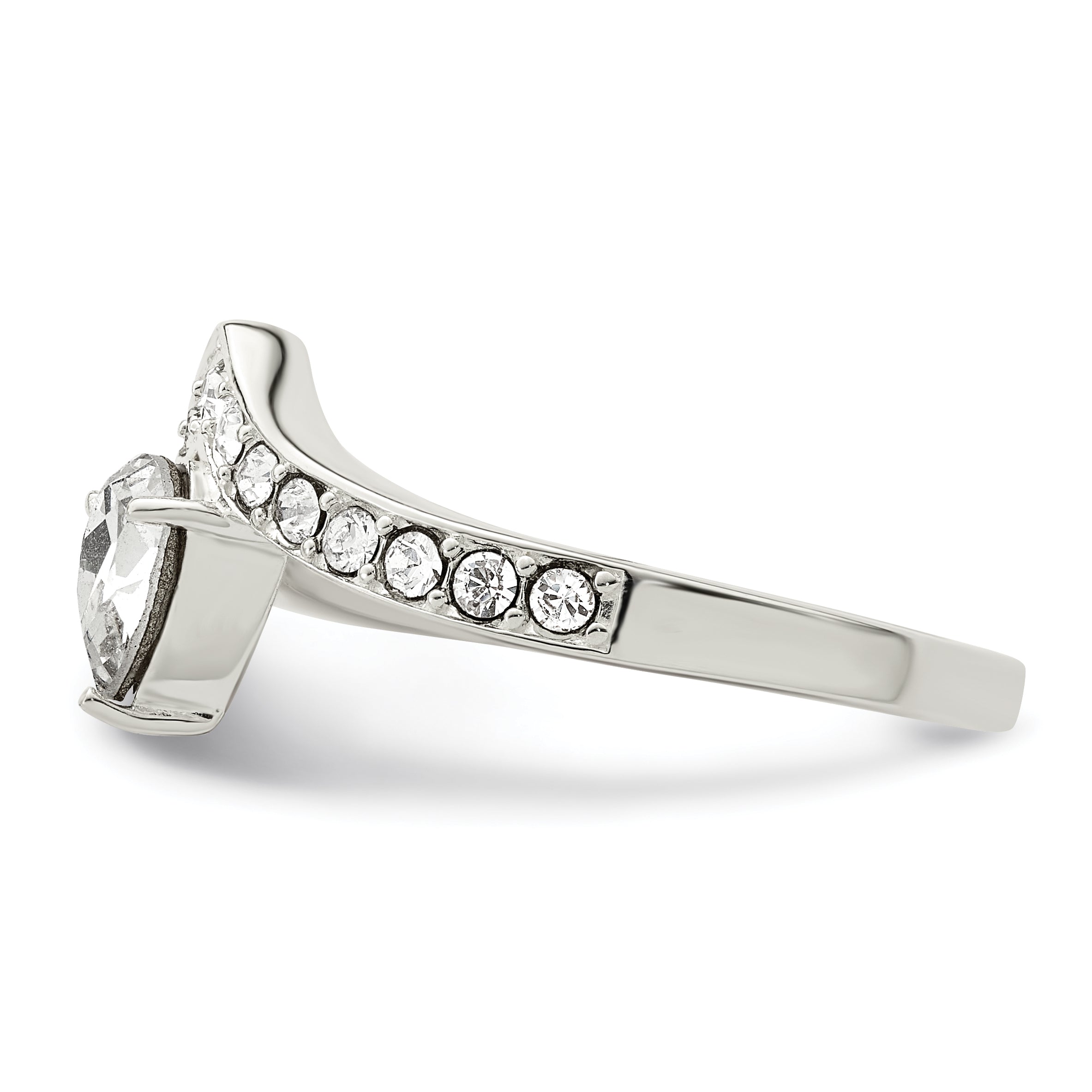 Sterling Silver CZ & Chinese Crystal Teardrop Ring