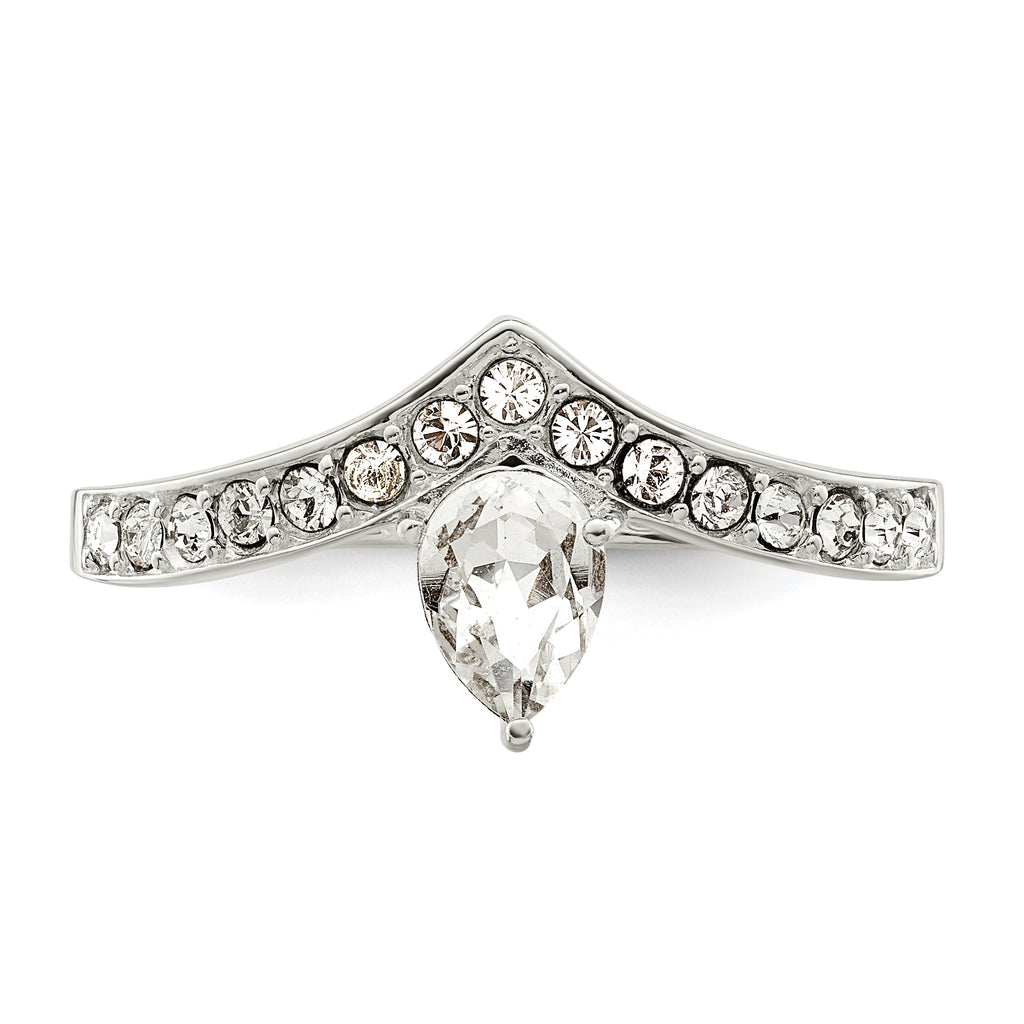 Sterling Silver CZ & Chinese Crystal Teardrop Ring