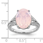 Sterling Silver Rhodium-plated Polished CZ & Pink Crystal Ring