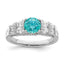 Sterling Silver Rhodium plated Blue Crystal & CZ Ring