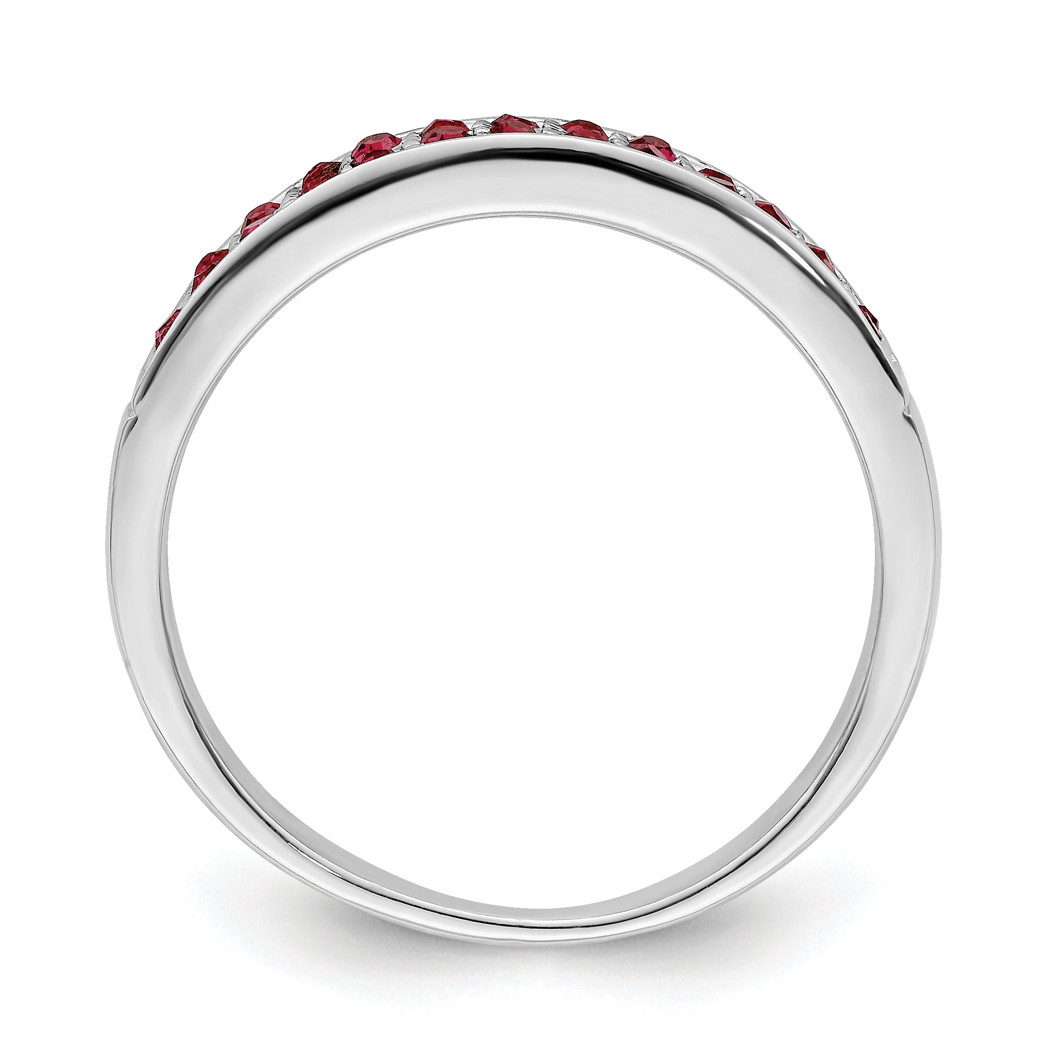 Sterling Silver Rhodium-plated Polished Red Crystal Ring Secondary image