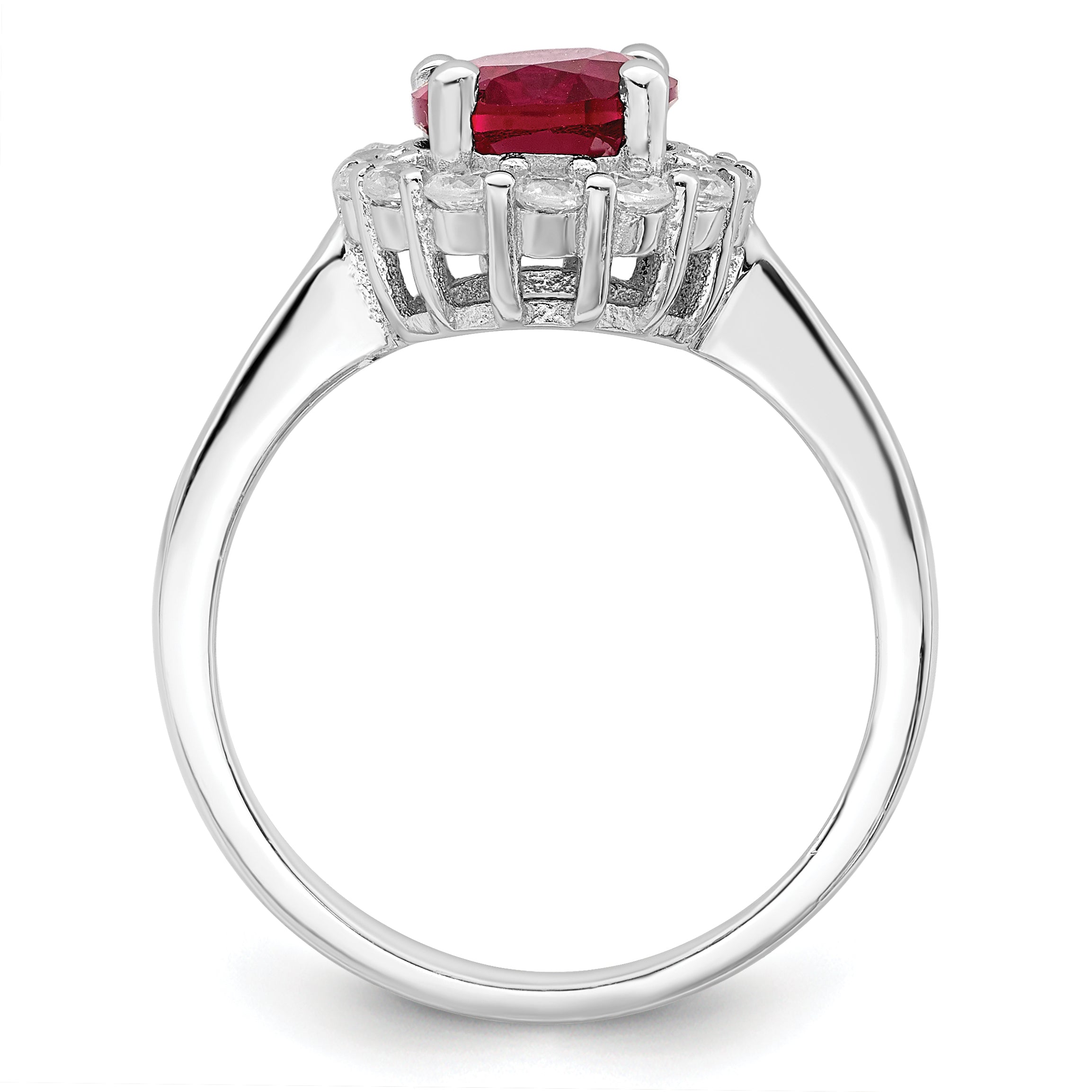 Sterling Silver Polished Rhodium-plated Red and Clear CZ Ring Secondary image