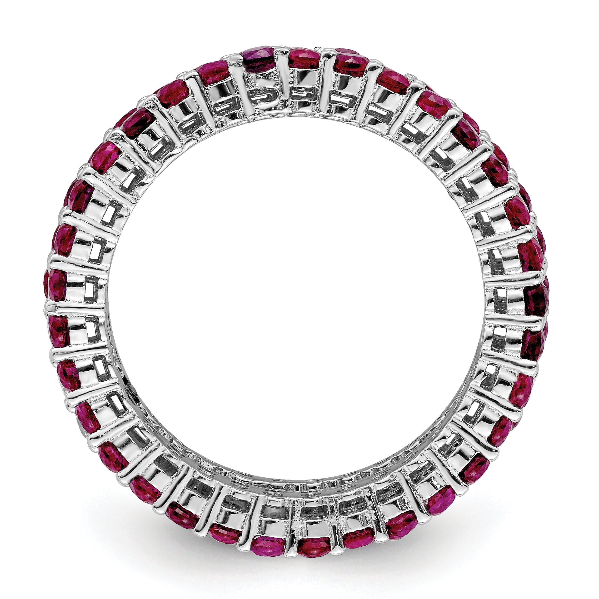 Sterling Silver Rhodium-plated Polished Pink & White CZ 3 Ring Set Secondary image