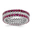 Sterling Silver Rhodium-plated Polished Pink & White CZ 3 Ring Set