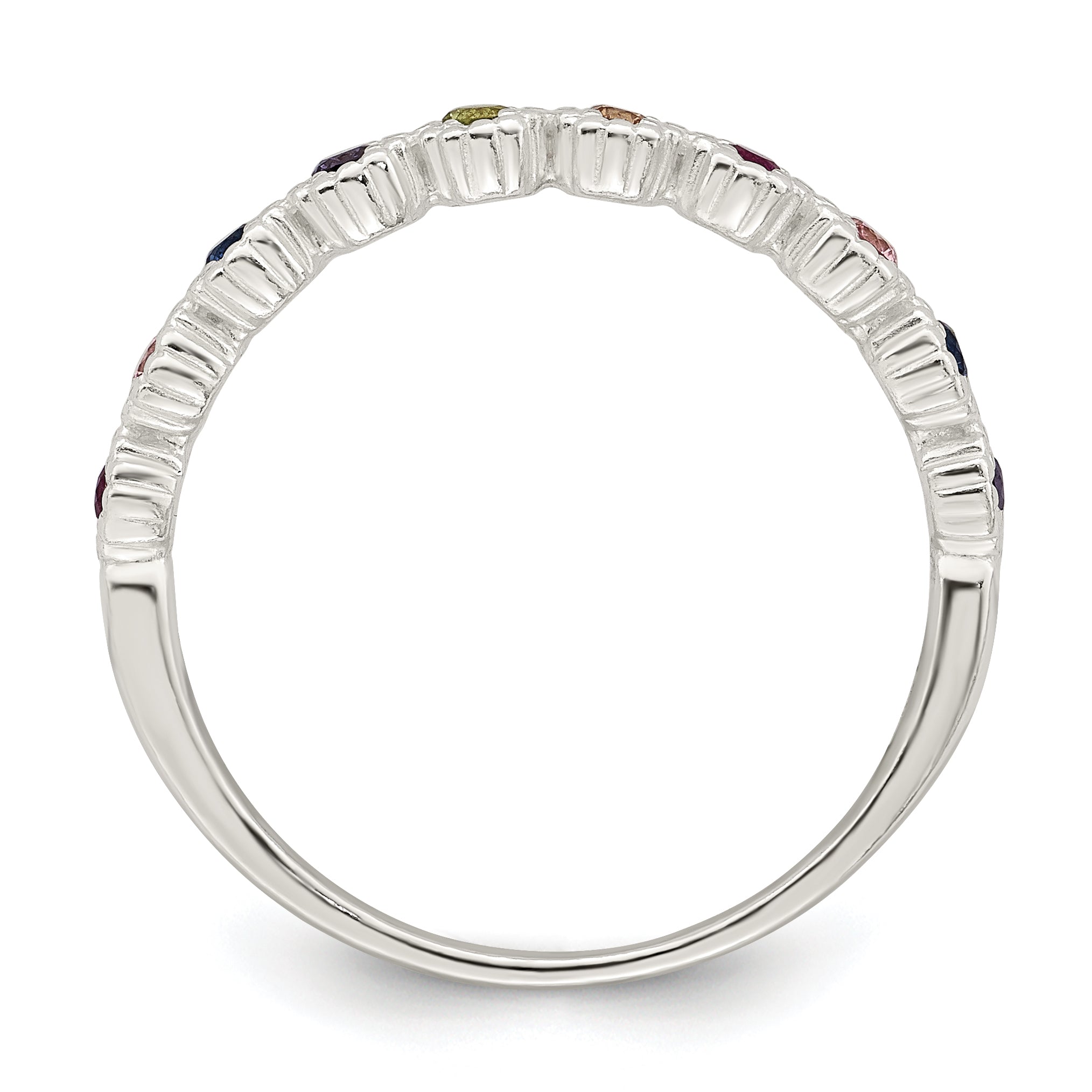 Sterling Silver Polished Rainbow CZ Ring Secondary image