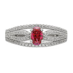 Sterling Silver Rhodium-Plated plated Red Crystal & Cubic Zirconi Ring