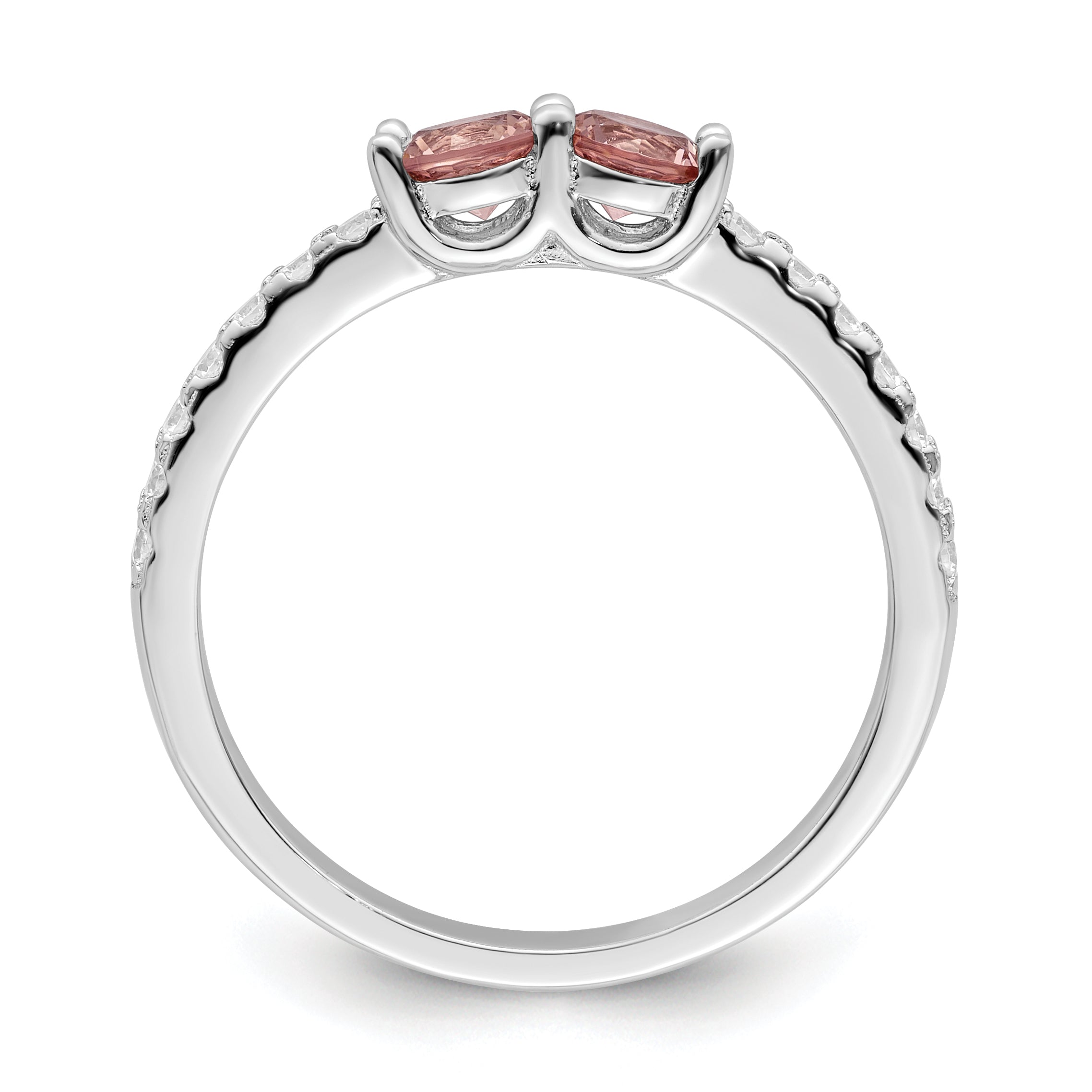 Sterling Silver Rhodium-plated Pink CZ Ring Secondary image