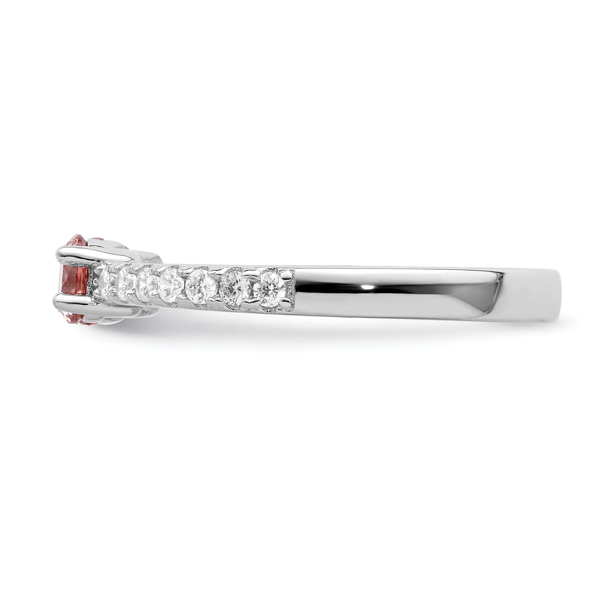 Sterling Silver Rhodium-plated Pink CZ Ring